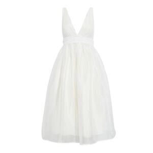 Sachin + Babi BHLDN Carmina Size 8 Ivory Bow Embellished Organza Midi Dress NWT